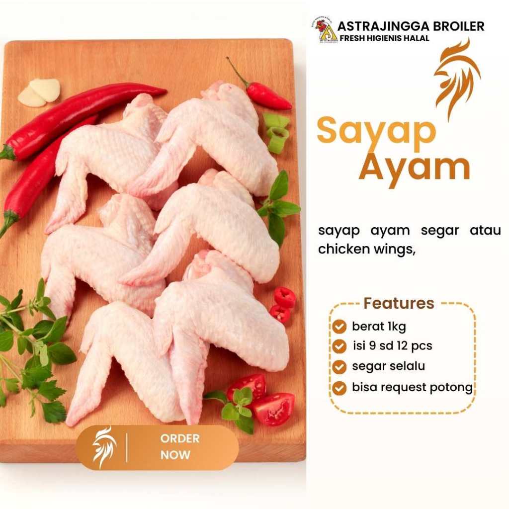 

Sayap ayam broiler isi 10 - 12 potong 1kg astrajingga broiler