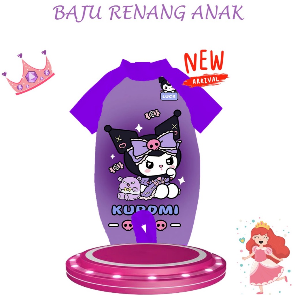 RB Baju Renang Anak/Baju Renang Anak Perempuan/Baju Renang Anak Print Karakter Kombi ungu Tua