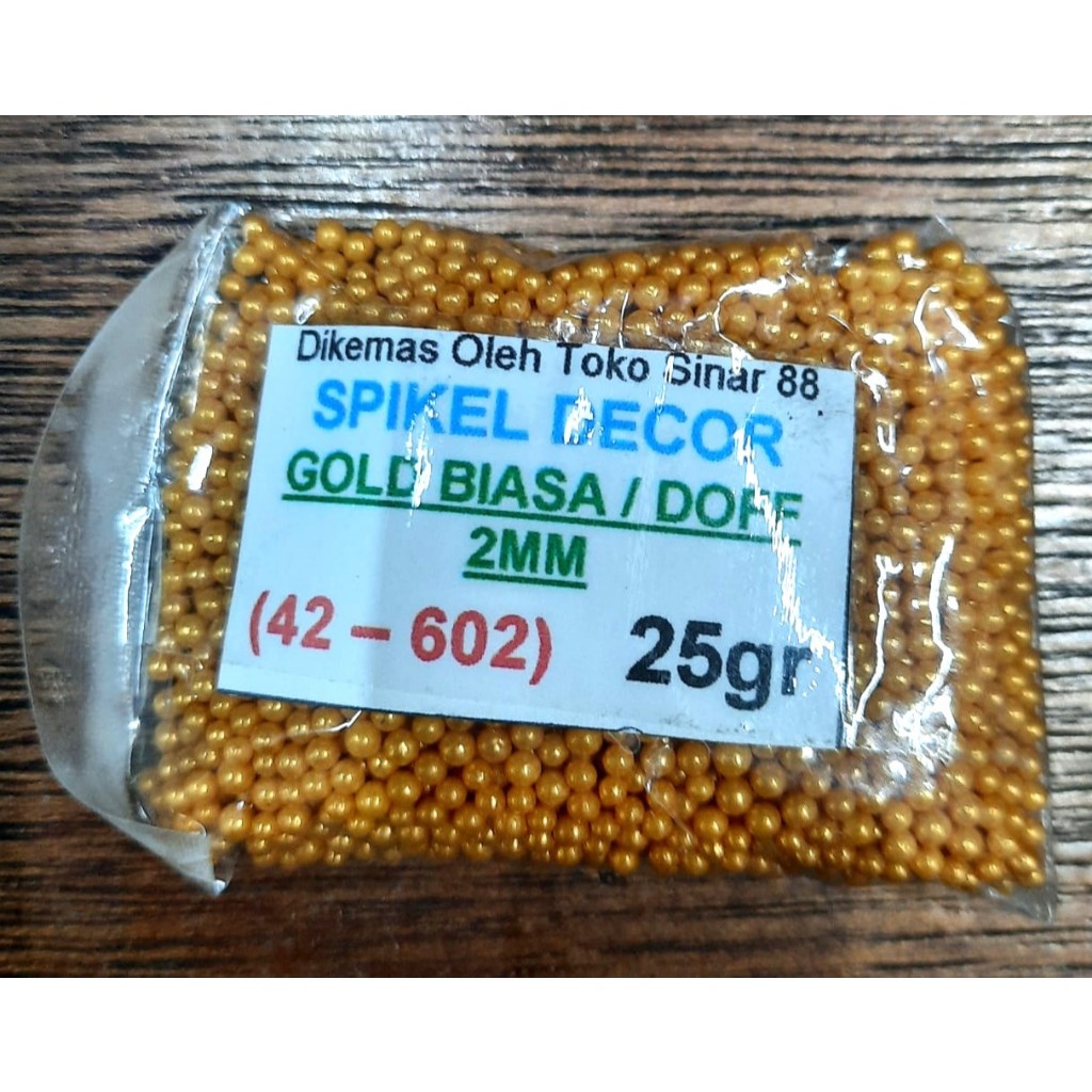 

Spikel Decor Gold Doff (Biasa, Tidak Kilap) 2mm 25gr