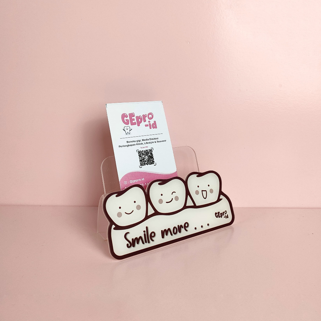 

BUSINESS CARD DISPLAY box tempat akrilik kartu nama lucu klinik elegan gigi gusi GEpro