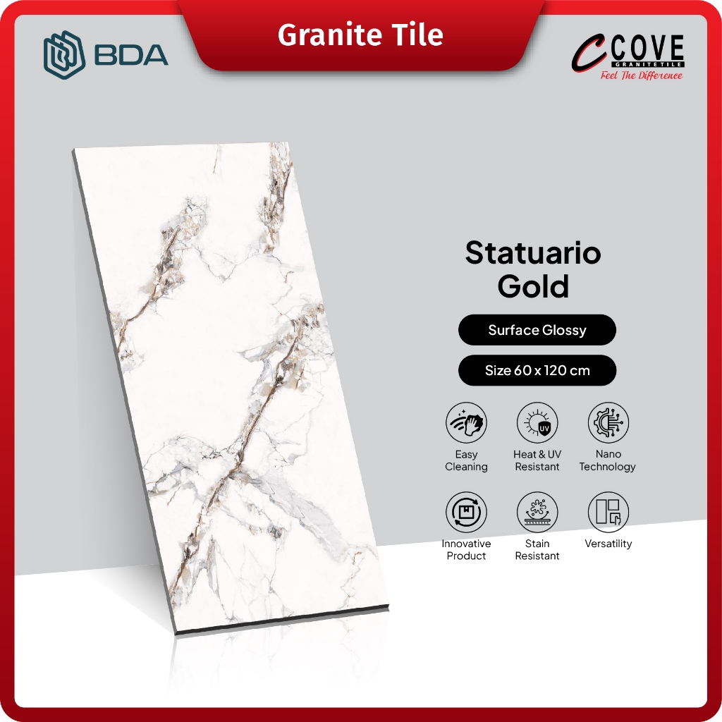 Cove Granite Tile Statuario Gold 60x120 Granit / Keramik Lantai Dinding