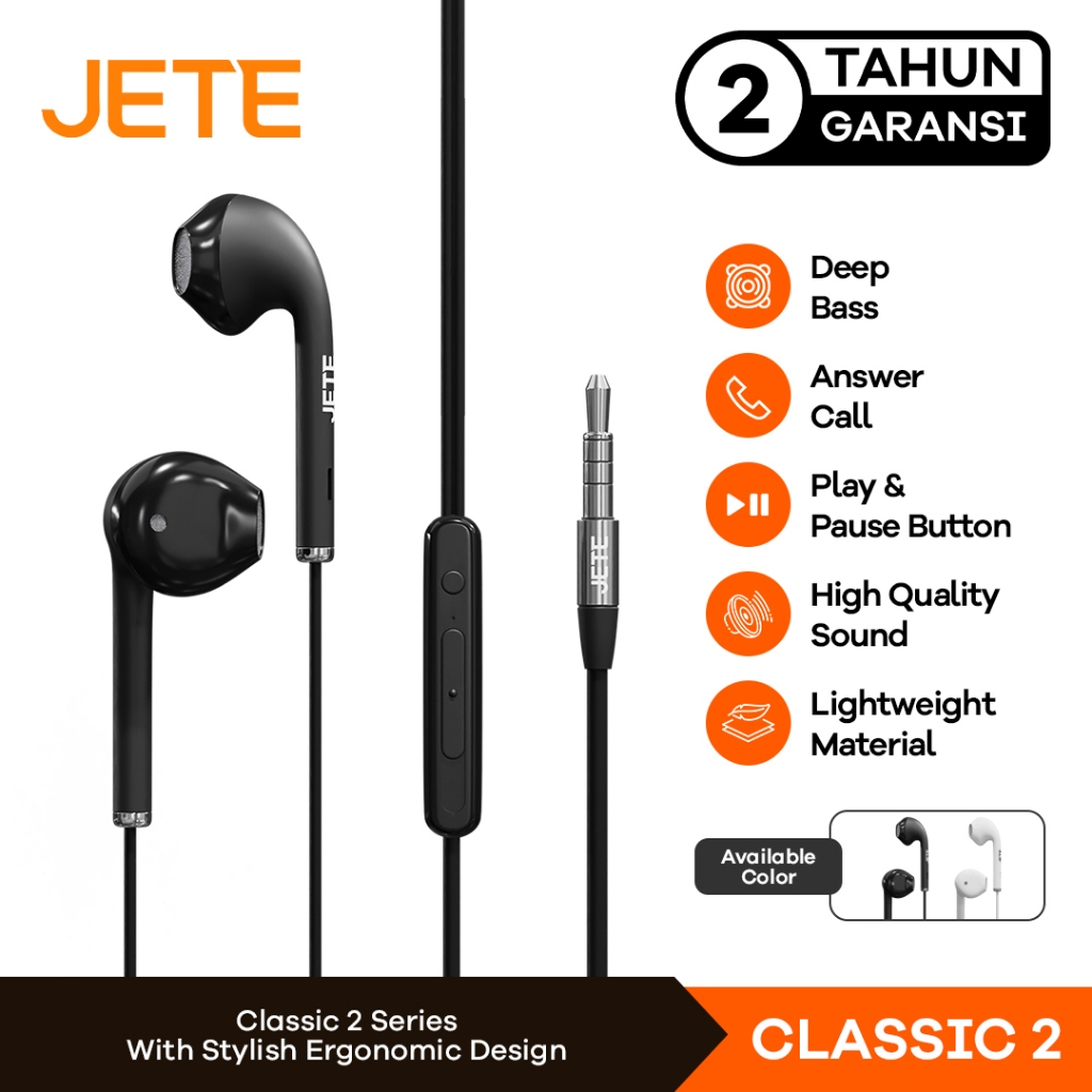 Headset Bass Earphone Headphone JETE Classic 2 - Garansi Resmi 2 Tahun