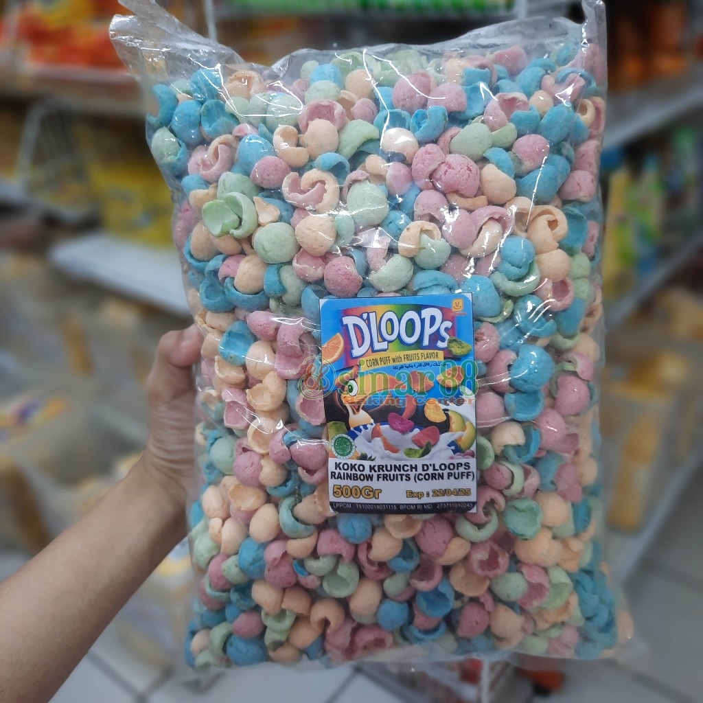 

D'Loops Fruity Corn Puff 500gr / Choco Crunch Corn Puff Fruity Rasa Buah