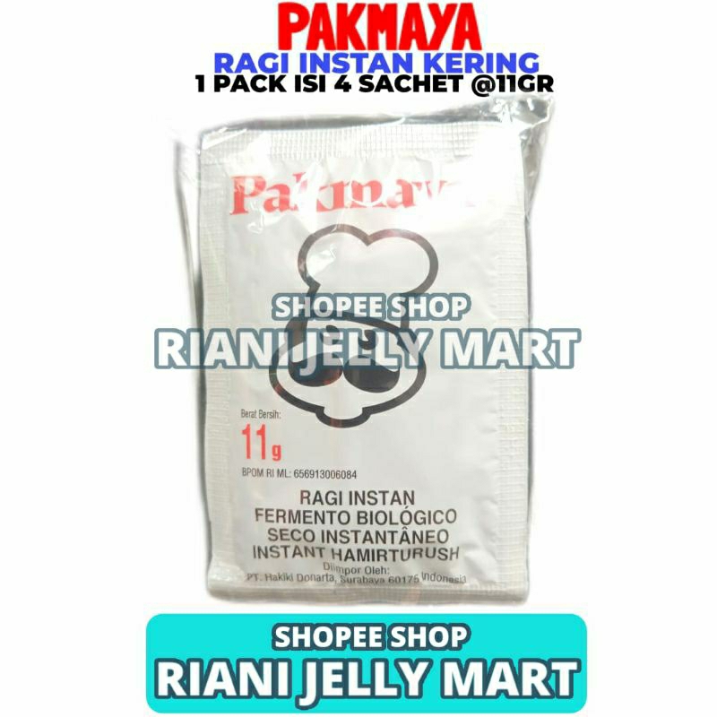 

Pakmaya Ragi Instan 11 Gram 1 Pack Isi 4 Sachet