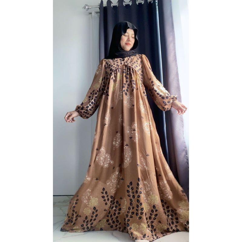 Gamis rayon Liena bahan rayon motif / Gamis Rayon motif Jumbo