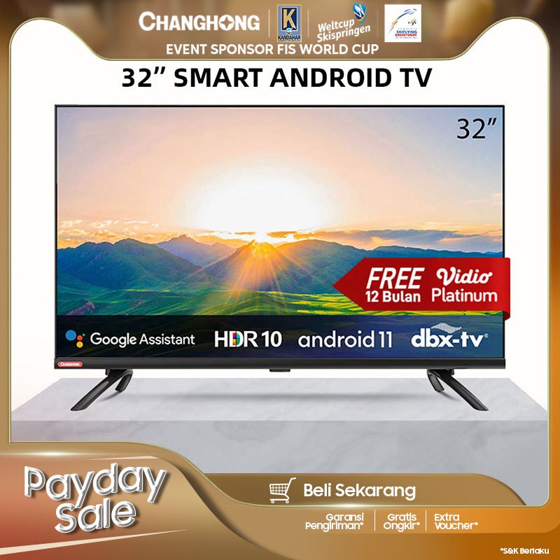 Changhong 32 Inch borderless Netflix  TV Google certified Android 11 Smart TV LED TV (Model：L32H7)