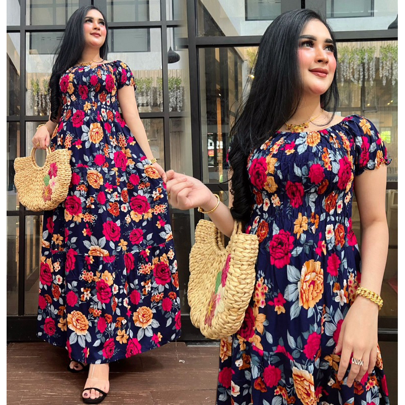 long dress canda mawar/long dress smoke