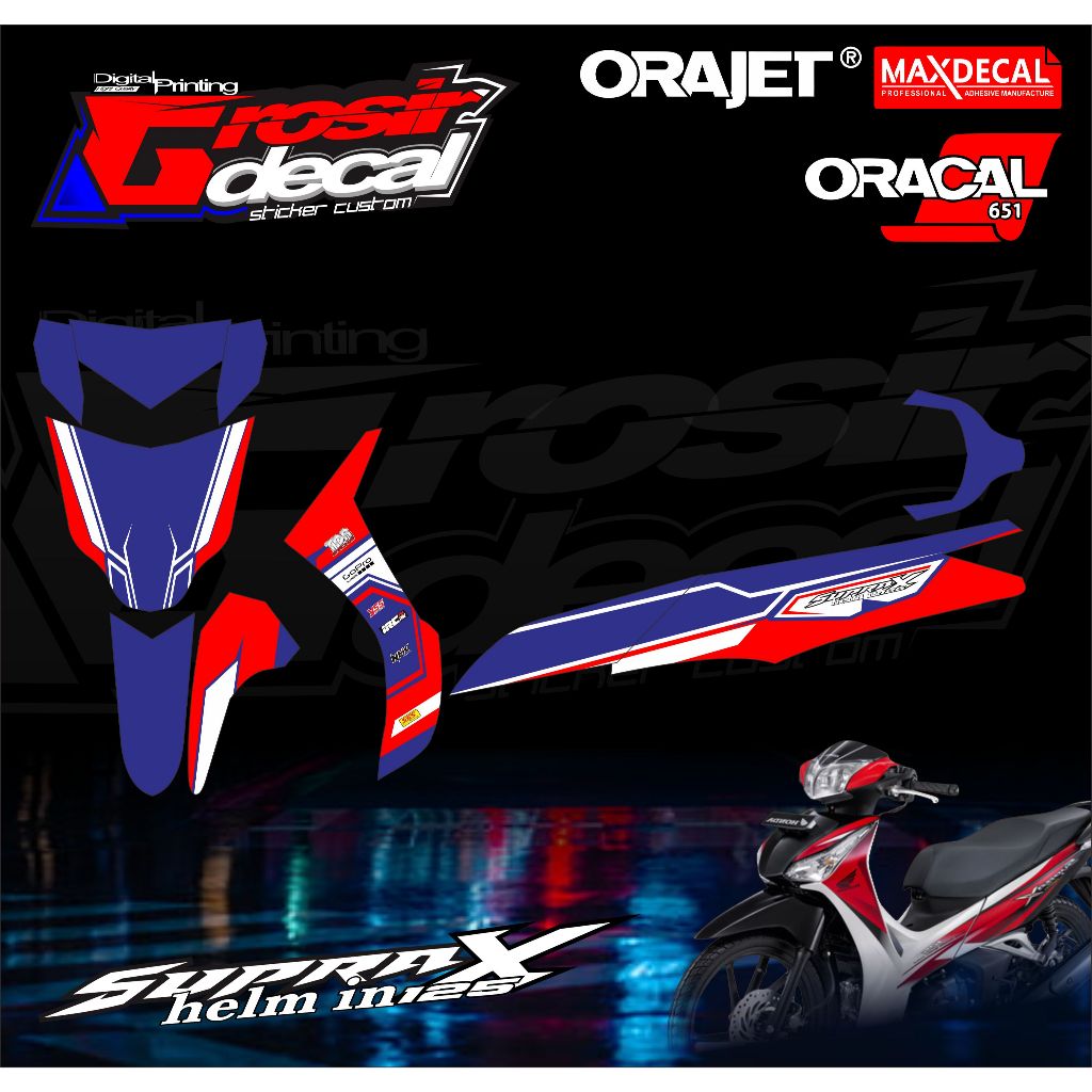 Sticker Stiker Striping Supra X 125 HELM IN Full Body Bebas Reques