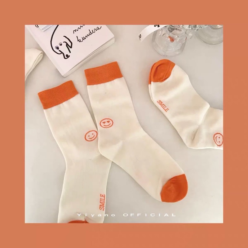 Kaos Kaki Panjang Premium Smiley Vintage Korean Socks