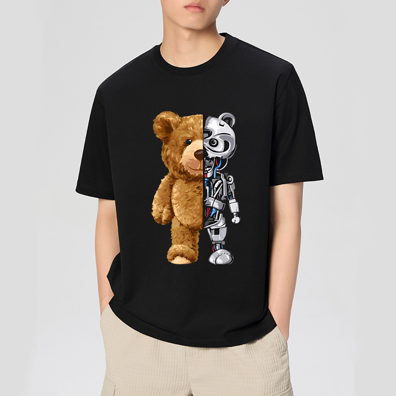 Kaos Distro Anime Teddy Bear Figure Combeb 24s/kaos Korean Import Pria dan Wanita unisex T-shirt , P