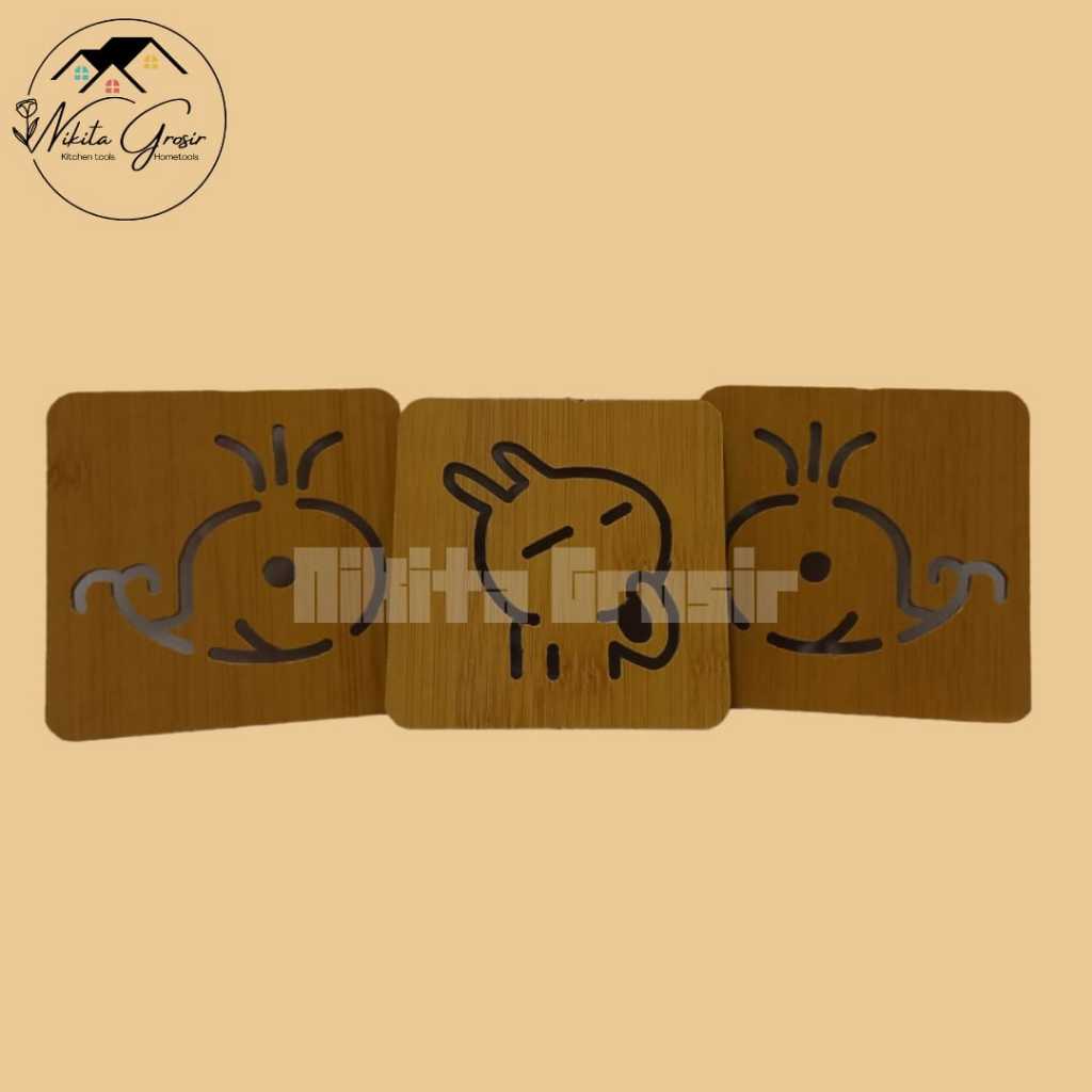 Tatakan Gelas Kayu / Tatakan Kayu Motif Kotak Kecil