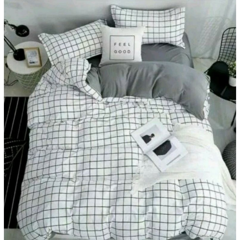 sprei kotak aesthetic/sprei kotak kekinian/sprei kotak murah/sprei kotak hitam