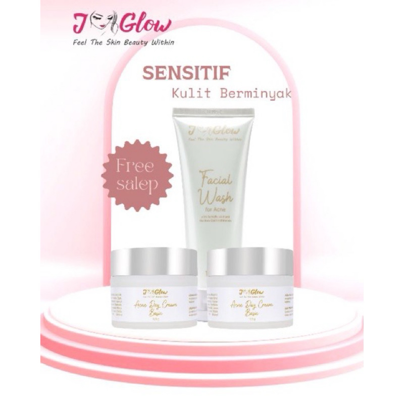 jglow skincare paket acne sensitif