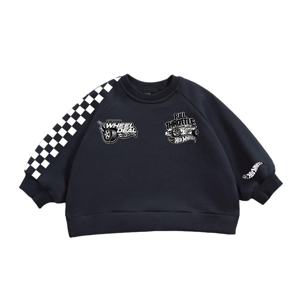 Sweater Anak Cowok Hot Wheels Racing Pattern Sweater Racing Mobil Balap Usia 1-6 tahun