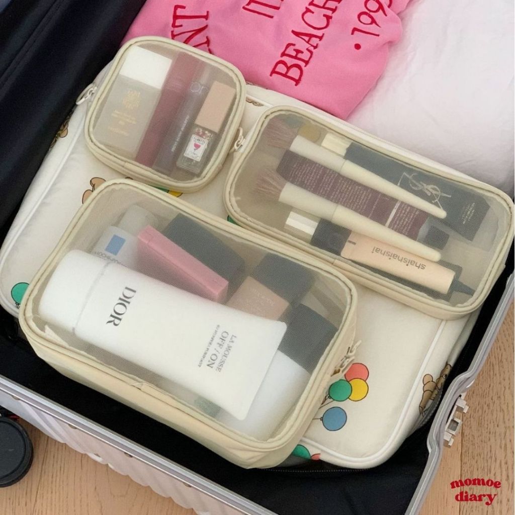 Beige Aesthetic Make Up Pouch | Aesthetic Korean Pouch | Mini Pouch | Travel Pouch | Mini Travel Bag