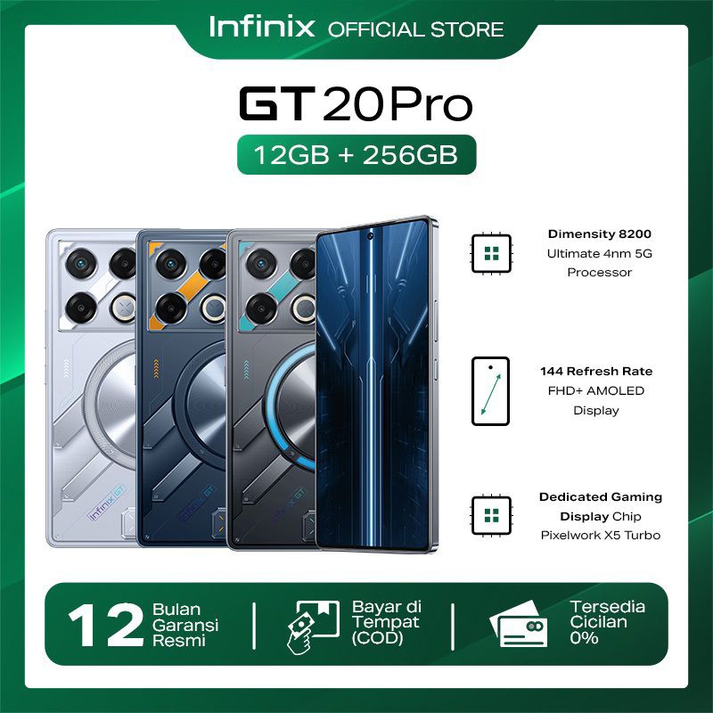 (BISA COD ) Mall Infinix GT 20 Pro 5G 12/256GB - RAM Tambahan Hingga 24GB - Dimensity 8200 Ultimate - Amoled 6,78"
