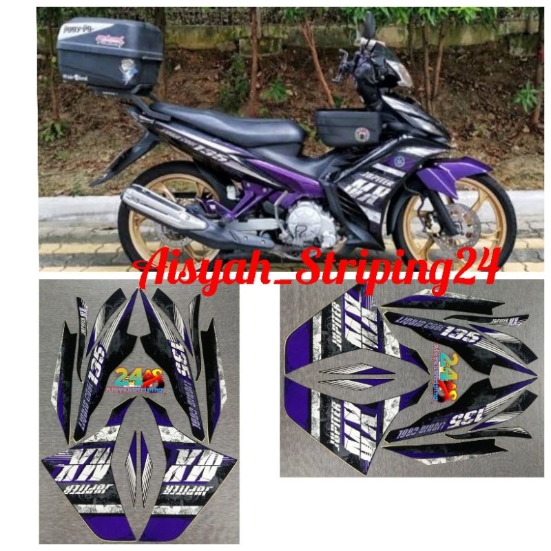 stiker striping yamaha jupiter MX 135 2013 hitam ungu
