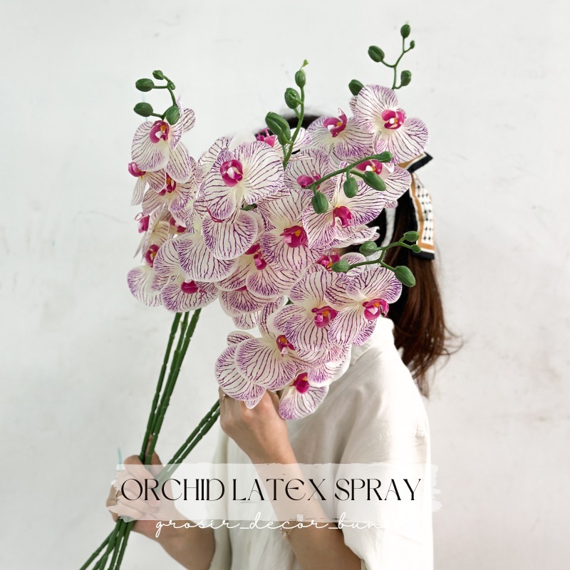 QC ORCHID LATEX SPRAY ARTIFICIAL ANGGREK ONCIDIUM  DEKORASI RUMAH WEDDING BUNGA BUATAN HIASAN