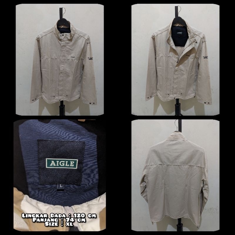 Jaket Casual Merk Aigle Warna Cream Second Original.