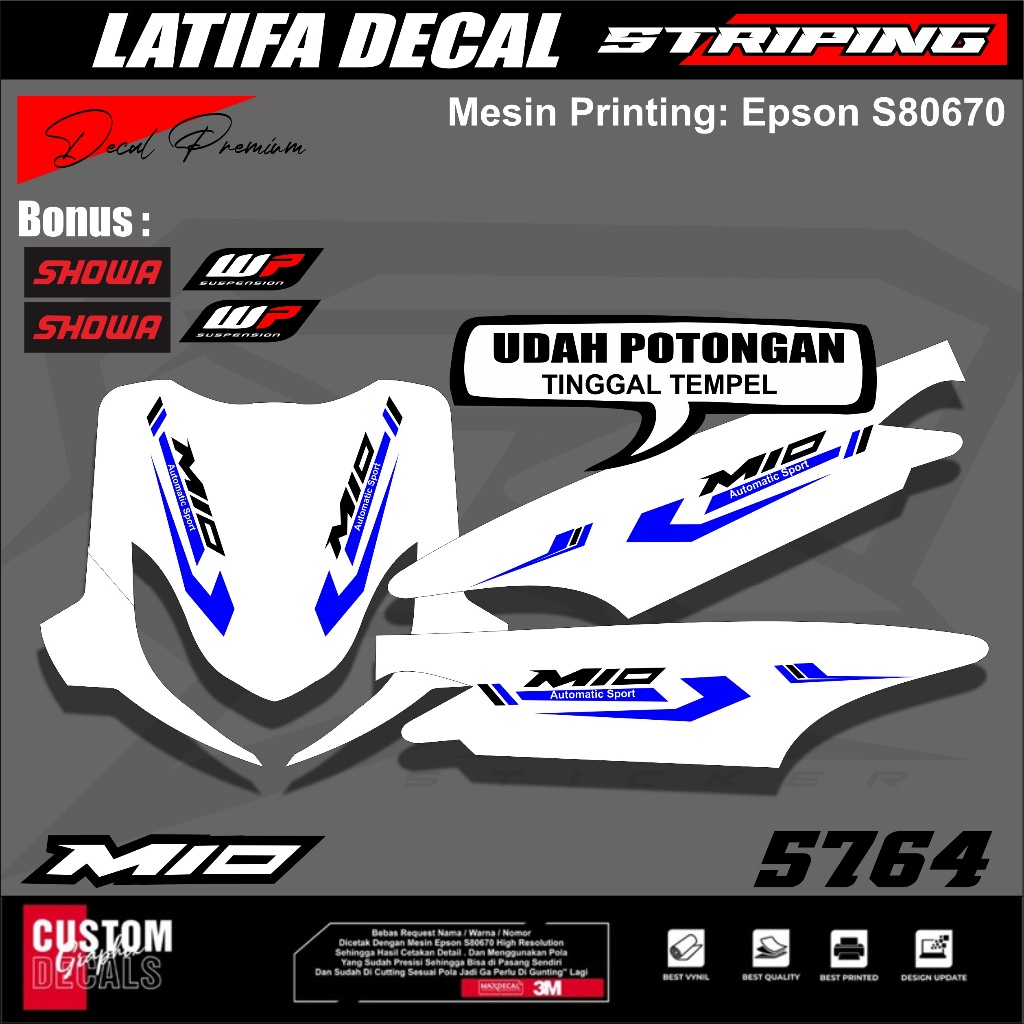 Sticker Variasi Bodi Motor  Mio Sporty / Striping Mio Sporty Simple Elegant Tinggal Tempel