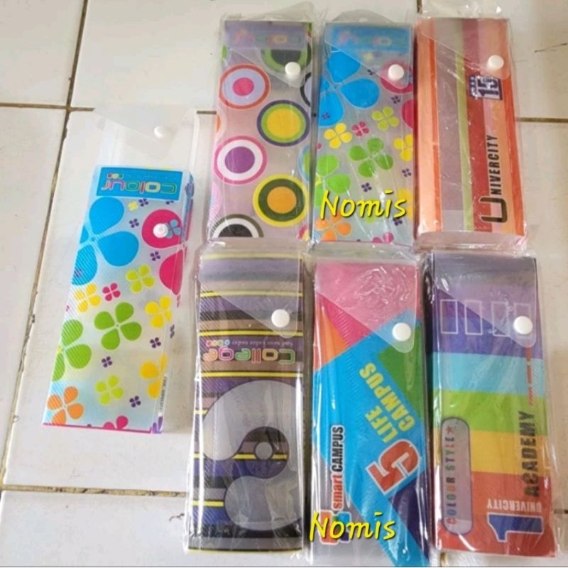 

Kotak Pensil / Pensil Case Plastik Kancing Slide Fancy / Campus