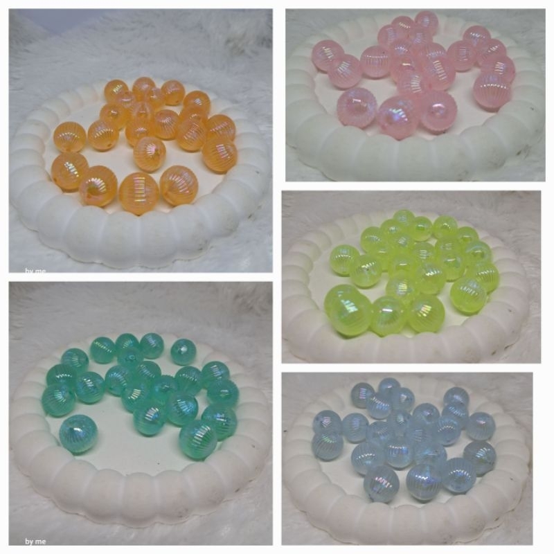 ( 4 pcs ) MANIK/BEADS BULAT BELIMBING BENING/CLEAR 16 mm Per 4 pcs