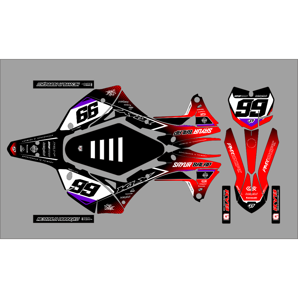 Decal stiker dekal klx, crf, wr, viar, yz, ktm maxdecal type standar