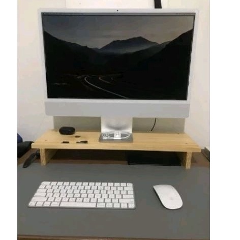 Dudukan Monitor Stand Kayu Dengan Holder HP