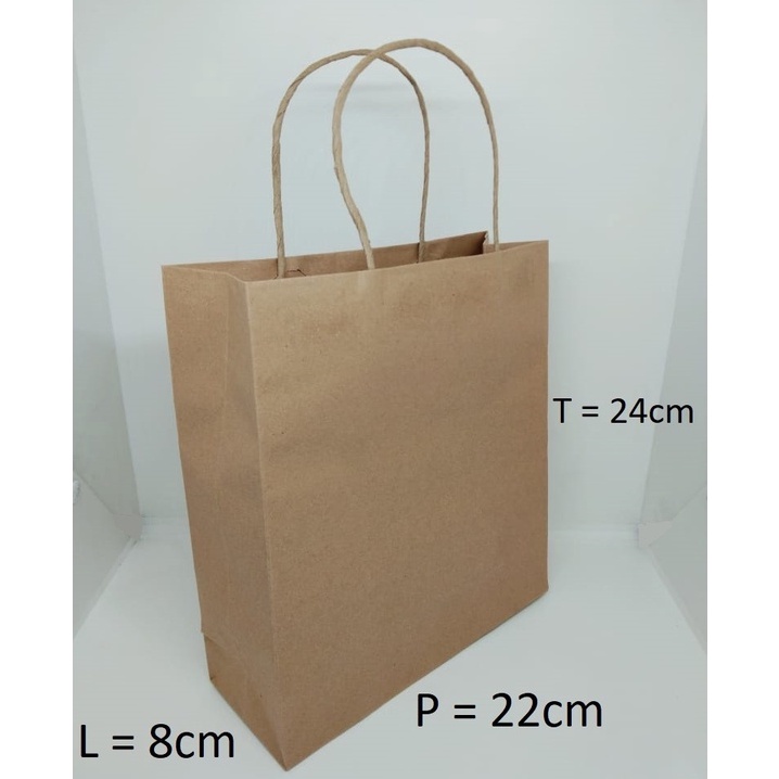 

PAPERBAG KRAFT POLOS OKEY A SMALL 1pcs 2X8X24cm Coklat TALI 125 GSM