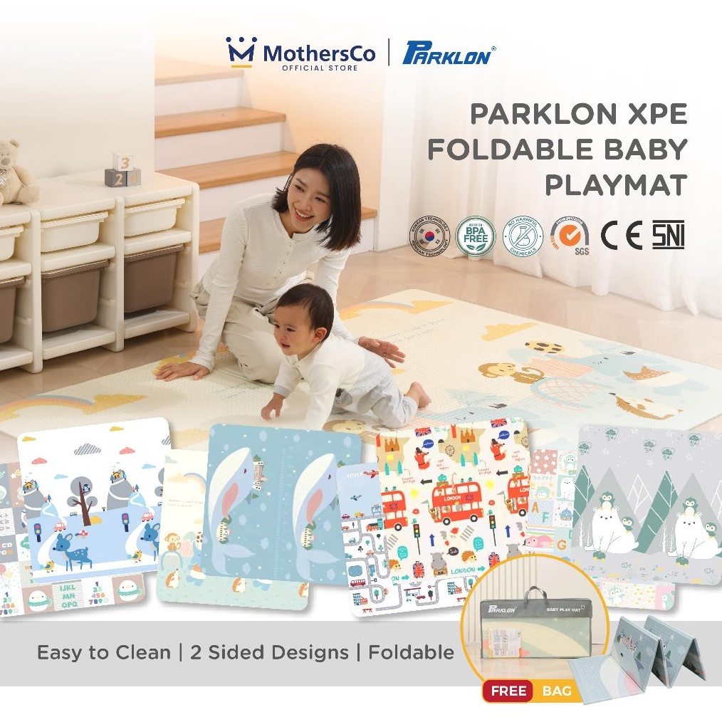 ART I74F Parklon XPE Fold Playmat 15x2 cm Double Side  Playmat Lipat  Karpet Lipat Bayi  Playmat Bay