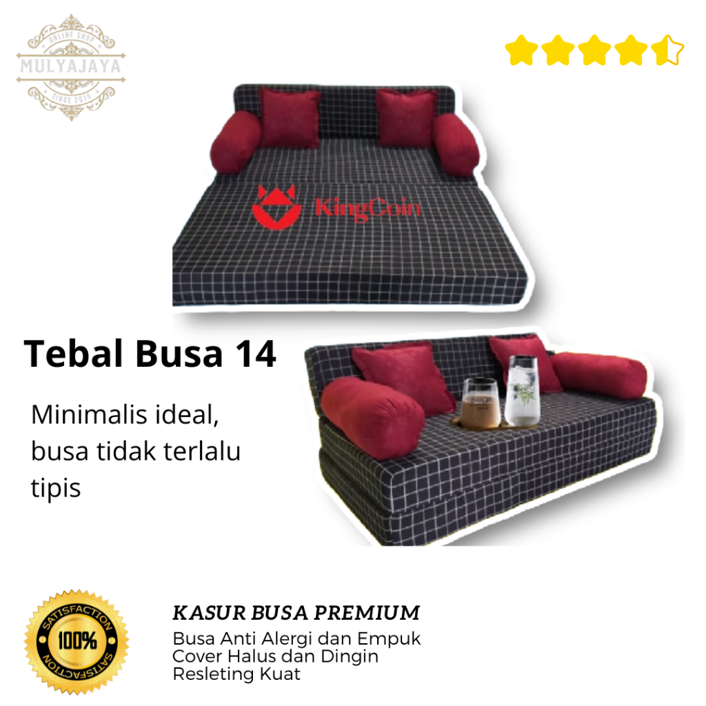 Sofa Bed MJM Kasur Lipat Tebal 14 cm Busa Spon Ukuran 140x200 Premium Olympic Bergaransi