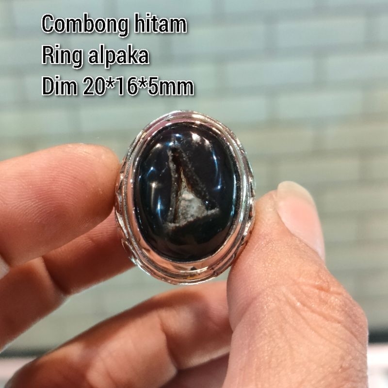 CINCIN BATU COMBONG HITAM RING ALPAKA