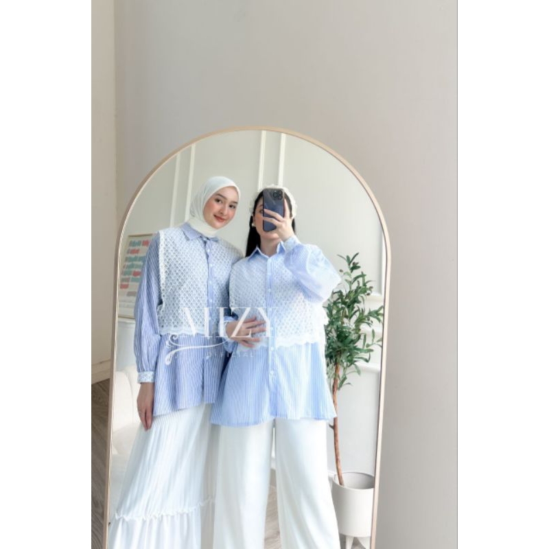 LUNE CHERLA BASIC Kemeja Wanita Atasan Kekinian Korean Style Baju Korea Lengan Panjang Pakaian OOTD 