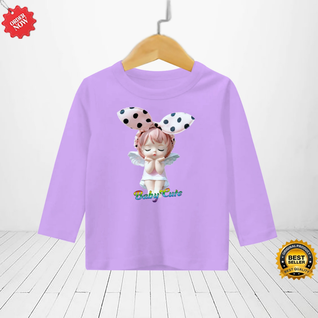 baju oblong anak cewek gambar baby cute pakaian anak perempuan lengan panjang usia 1-12 tahun