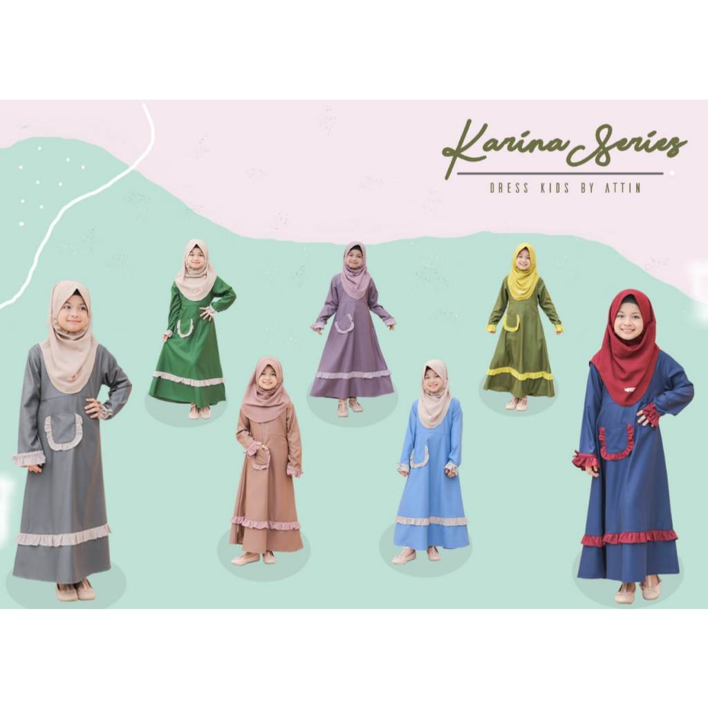 ATTIN Karina Dress Gamis Anak Perempuan Premium Baju Muslim Lebaran Haji Promo Idul Adha Best Seller
