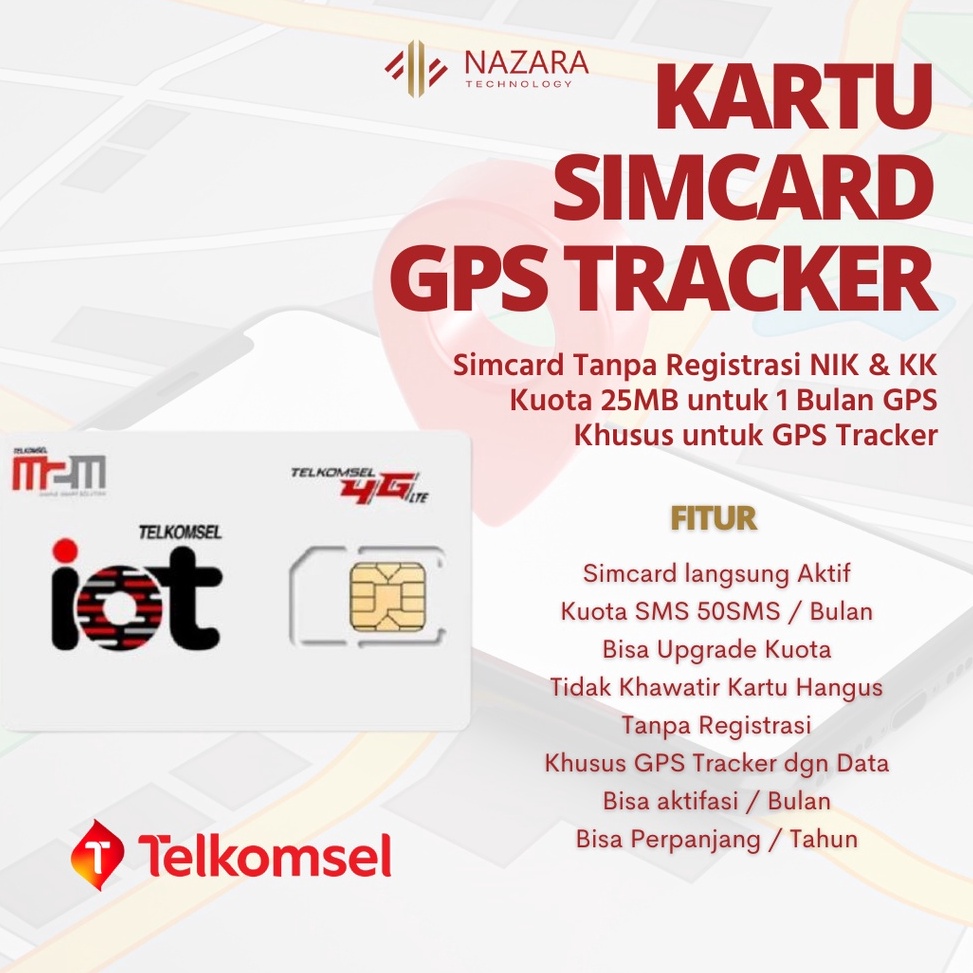 SimCard Kartu GPS Tracker IOT Telkomsel