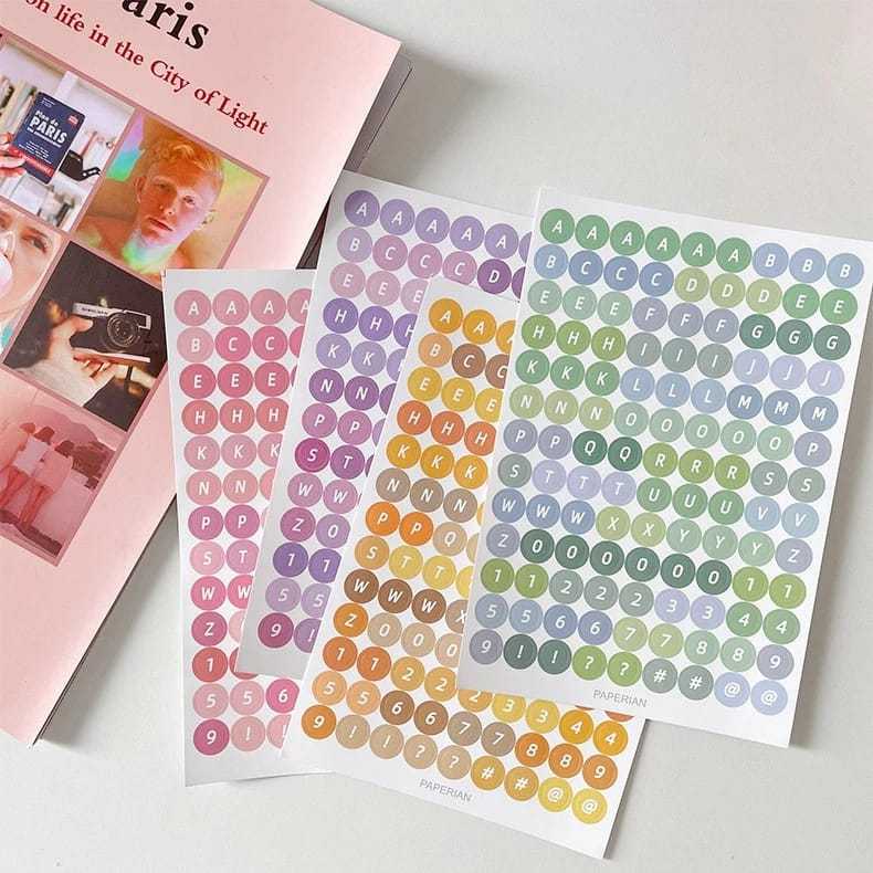 

[paww.craft] Sticker huruf deco alphabet scrapbook / sticker dot diary aesthetic / dekorasi journaling murah sidoarjo