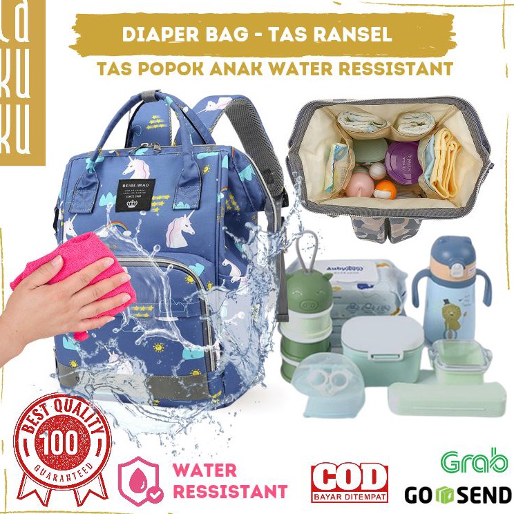 Lakuku  Diaper Bag Tas Ransel Perlengkapan Ibu Anak Bayi Serbaa Anti Air Water proof