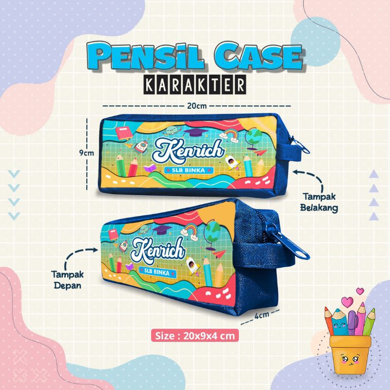 

Tempat pensil kotak panjang custom ukuran 20x9cm free design