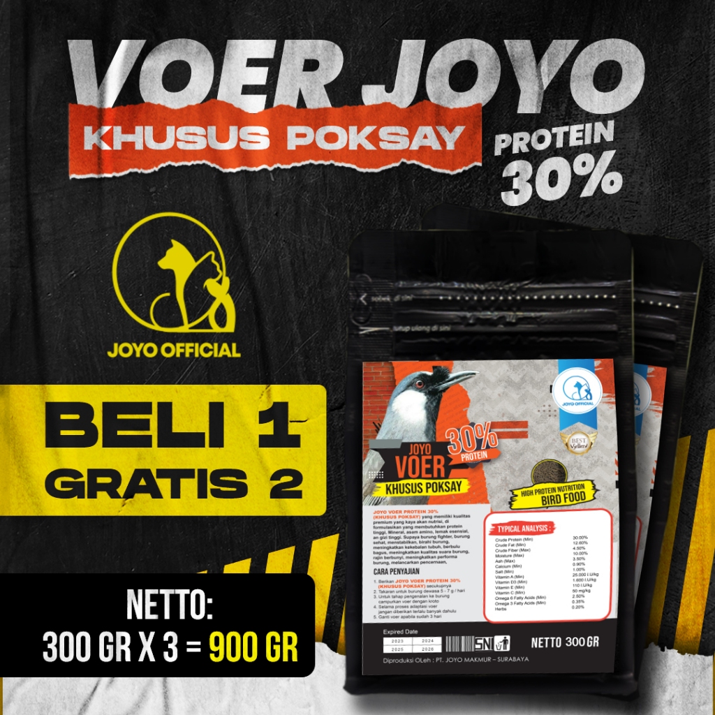 BELI 1 GRATIS 2 | VOER BURUNG POKSAY | VOER HARIAN | VOER NUTRISI KOMPLIT | JOYO VOER HARIAN KHUSUS 