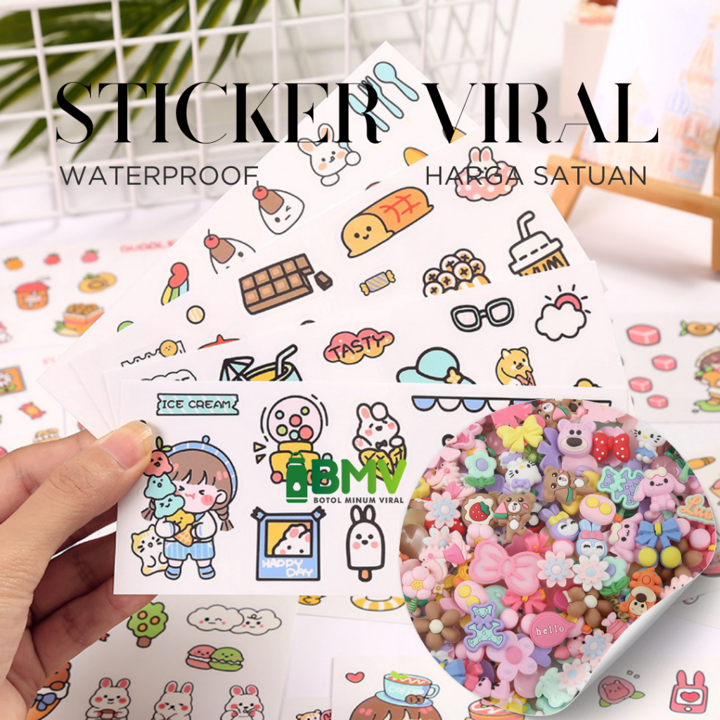 

Sticker 3D 2D Lucu Aesthetic Korea Bisa Untuk Botol Minum Sandal Komputer Buku