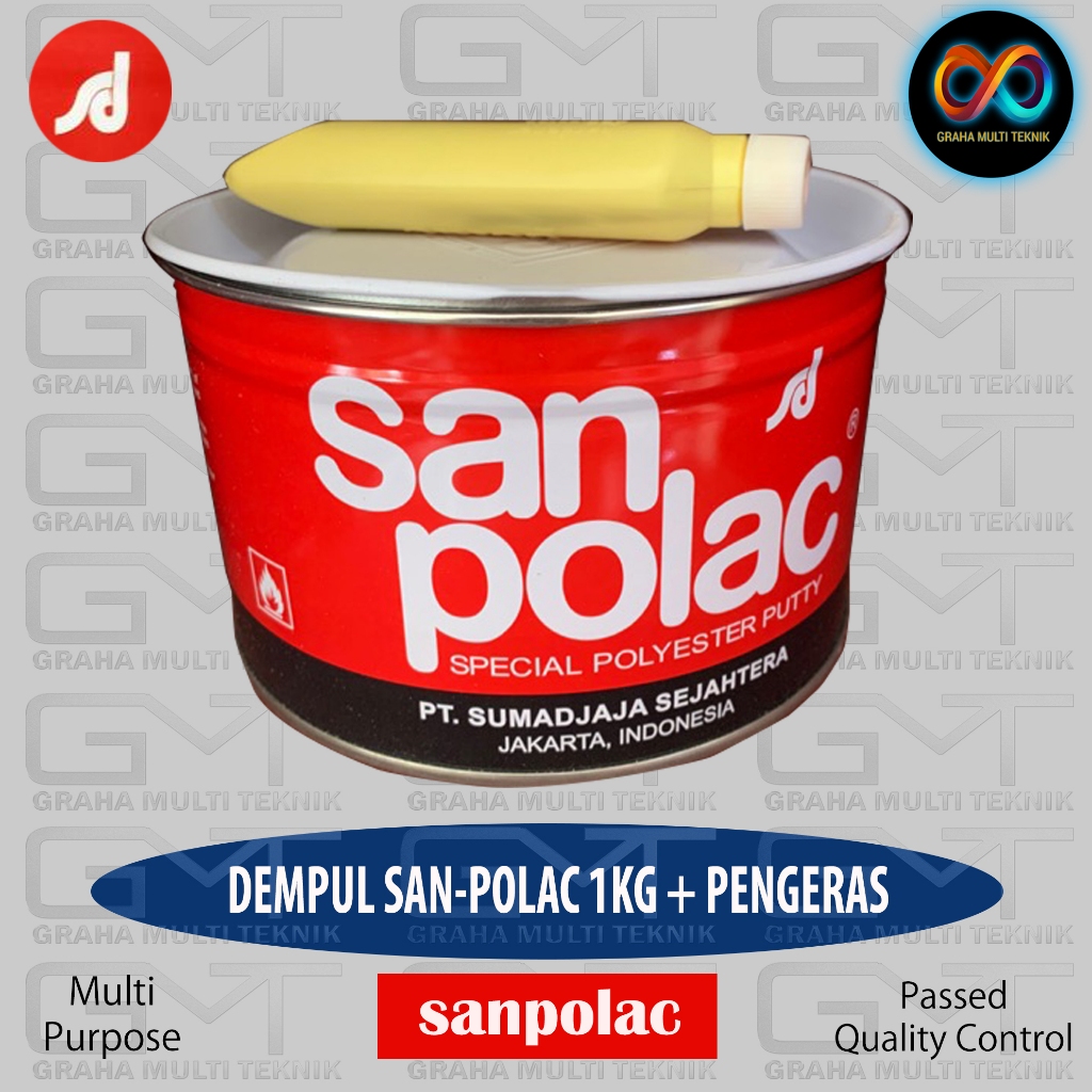 Dempul Plastik Polyester SANPOLAC 1KG Dempul Body Mobil / Dempul Motor / Dempul Kayu