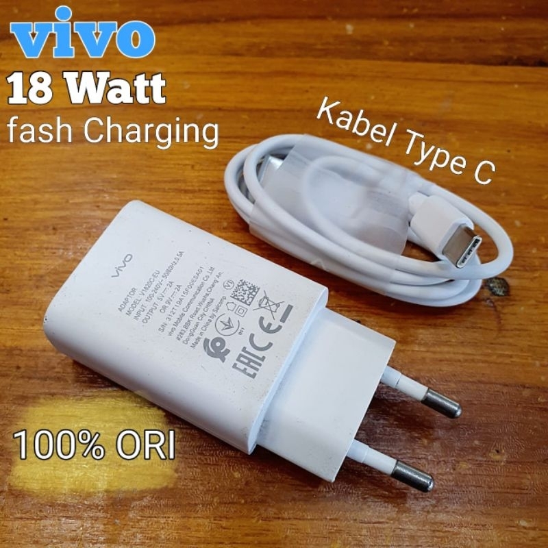Charger 18watt Fast Charging Original Copotan HP(second) Vivo y12i y15 y17 Type 'C