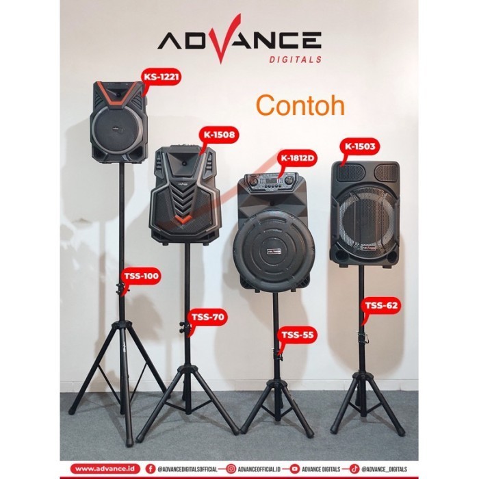 Advance Stand Speaker Tiang Tripod Speaker Besi Tinggi 100-171cm TSS70