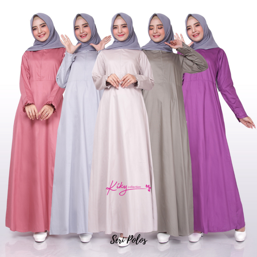 Gamis Polos Kiky Katun Jepang Ory Twill Model Basic Polos Size Jumbo Ld 116cm