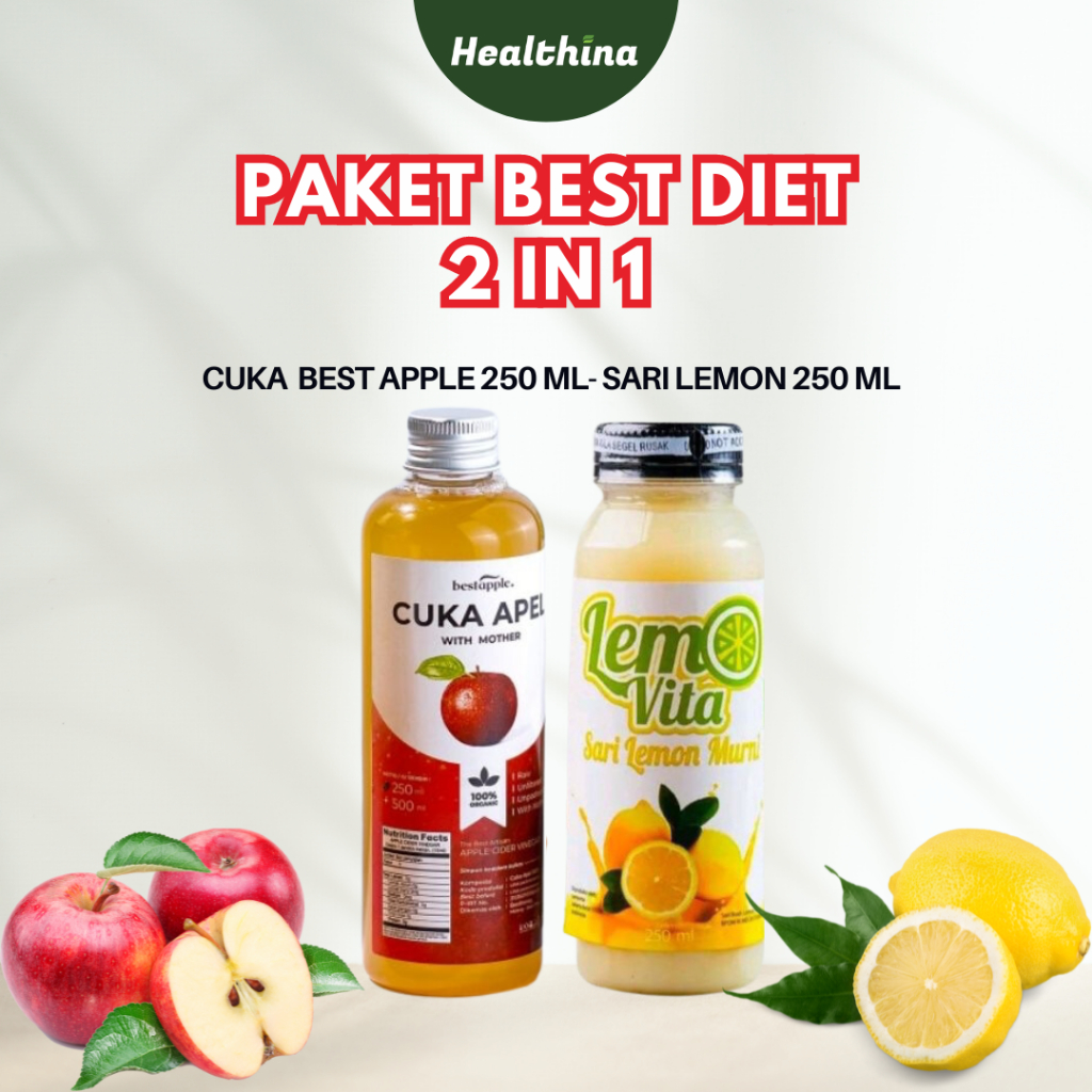 

Paket Best Diet 2 in 1/Sari Lemon Lemovita 250 ml + Cuka Apple Best Apple 250 ml/COD MAKASSAR