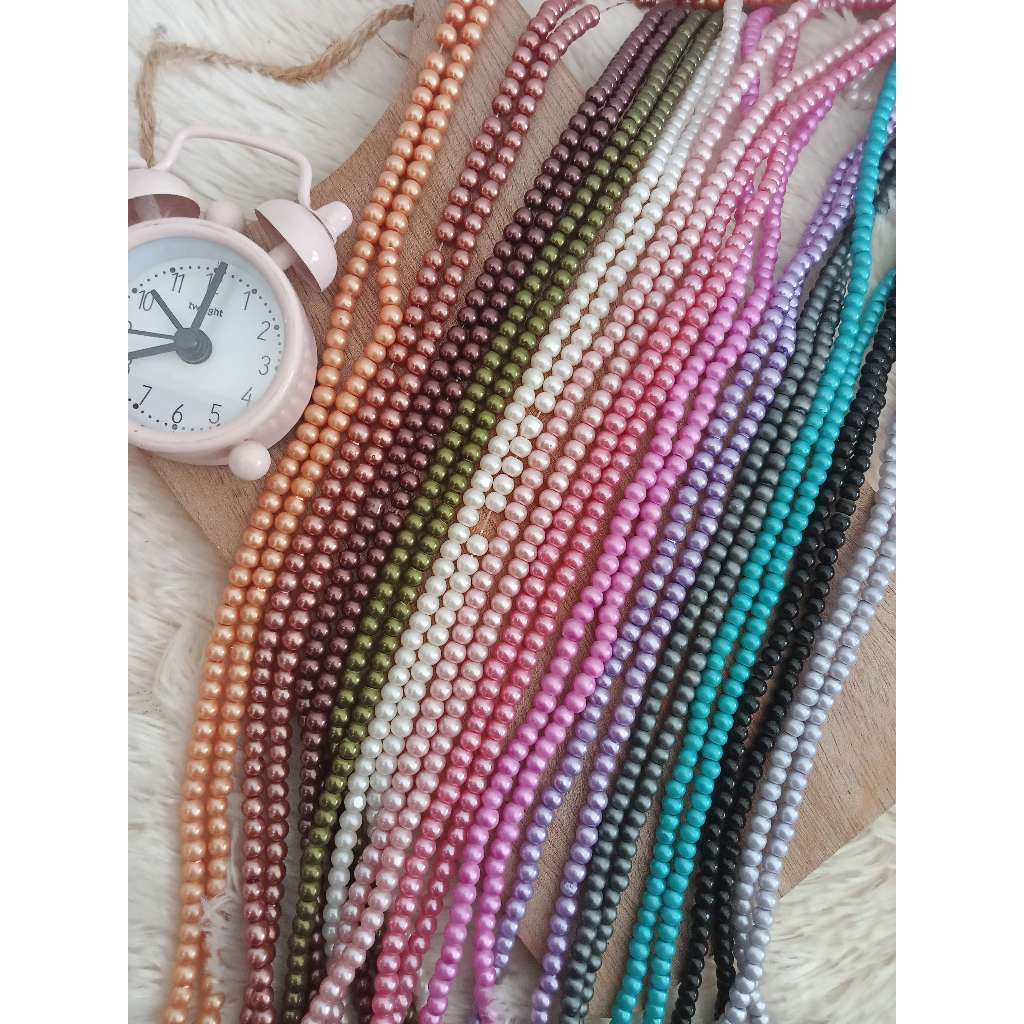 manik manik mutiara bulat uk. 3 mm, 1 renceng