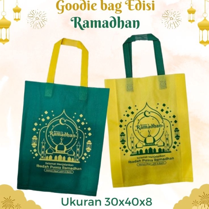 

Laris LUSINAN 12 PCS Goodie bag Edisi RAMADHAN tas spunbondtas hampers puasa