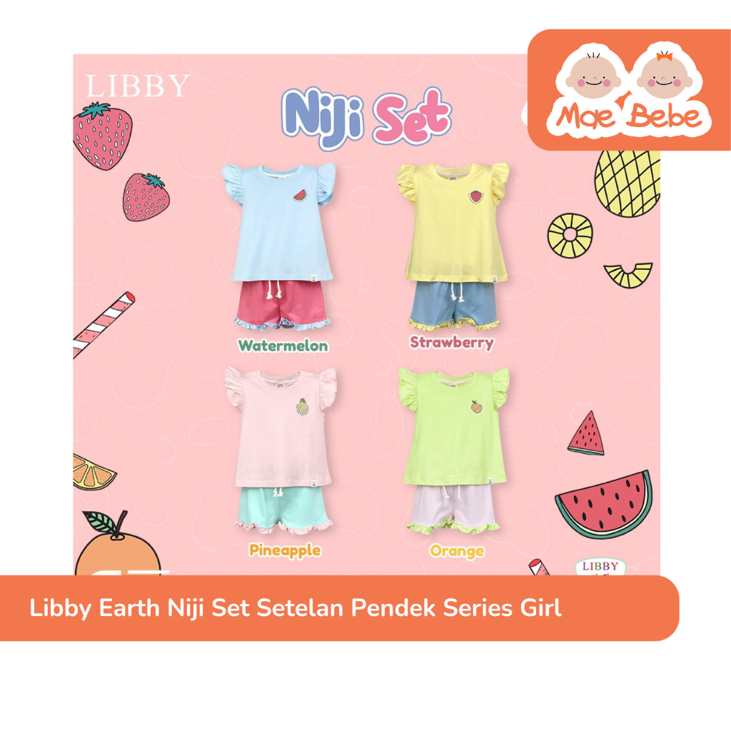 Libby Earth Niji Set Setelan Oblong Pendek Celana Pendek Series Girl