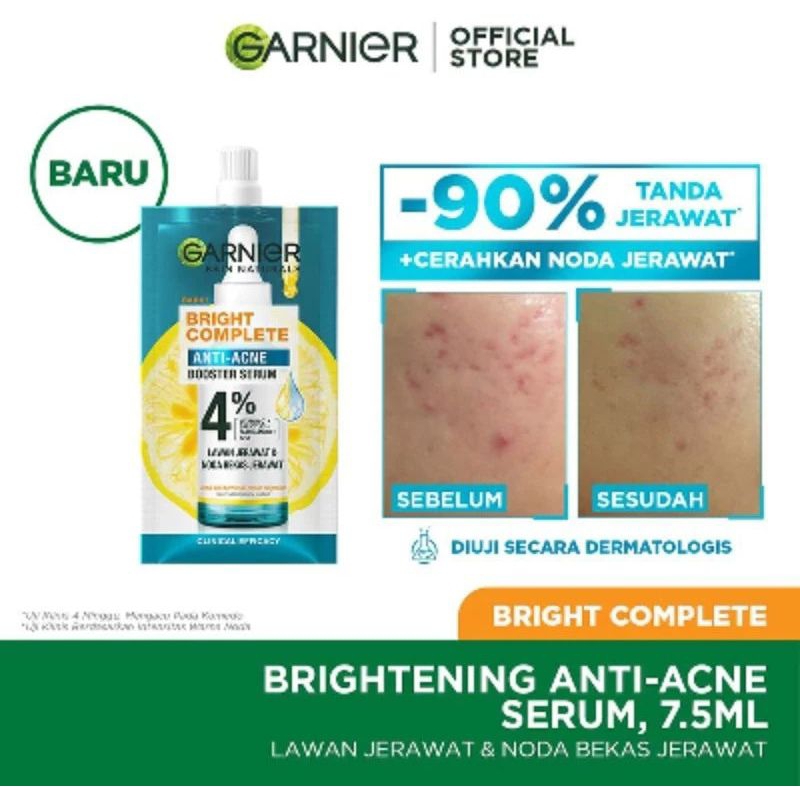 Garnier Natural Bright Complete Booster Anti Acne Serum 5.5 - Serum Penghilang Jerawat (Harga per 3p